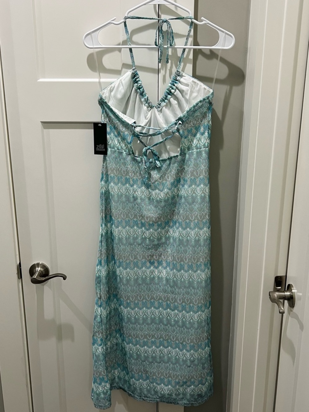 Wild Fable Aqua Blue Crochet Halter Midi Dress M - Picture 5 of 5